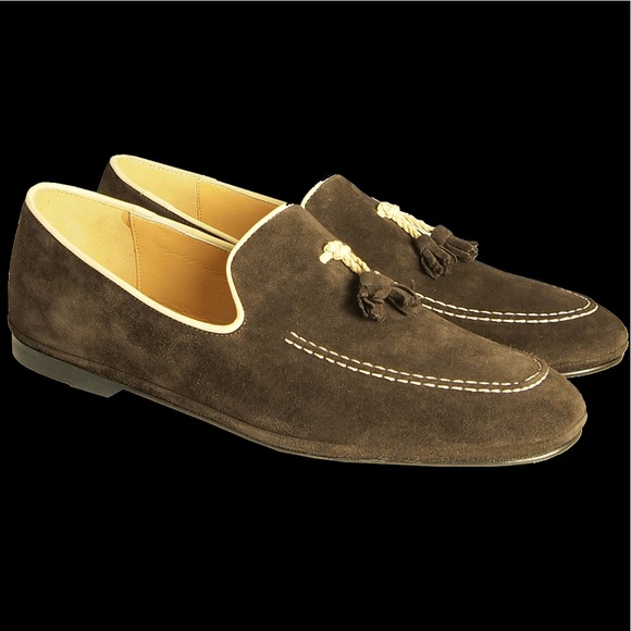 SUEDE LOAFERS IN CALF LEATHER TRIMMING BROWN - Picture 2 of 3